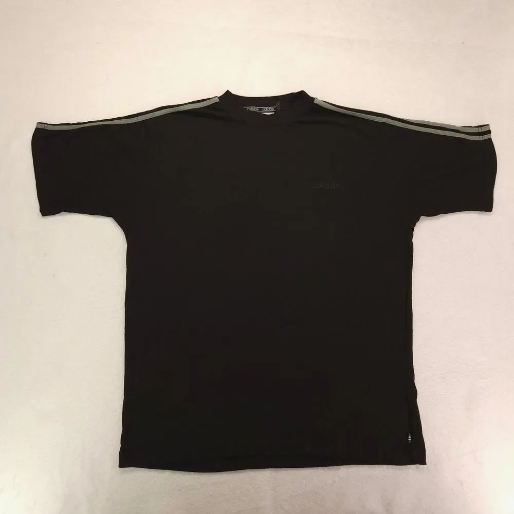 Adidas Crew Neck Short Sleeve Graphic T Shirt Mens Size Large L Black Gray